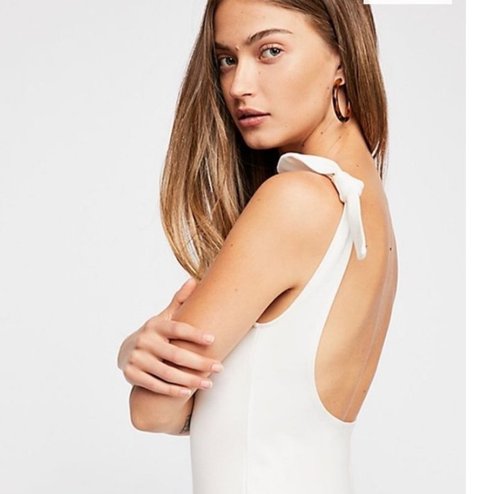 Free People Intimately Tie Shoulder Bodysuit in Off-White - Size M